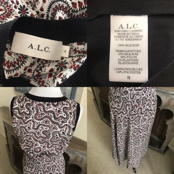 NWOT A.L.C. Sandra Floral Silk Cutout Midi Dress Black Ginger Smocked Panel 8 - Picture 11 of 11